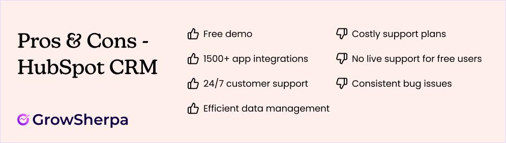 Pros & Cons - HubSpot CRM