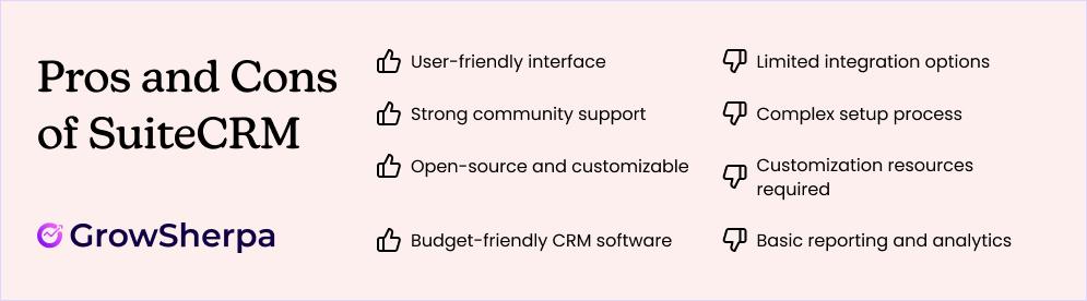 Pros and Cons of SuiteCRM